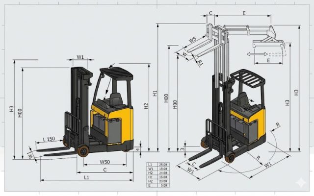tìm hiểu kích thước xe nâng