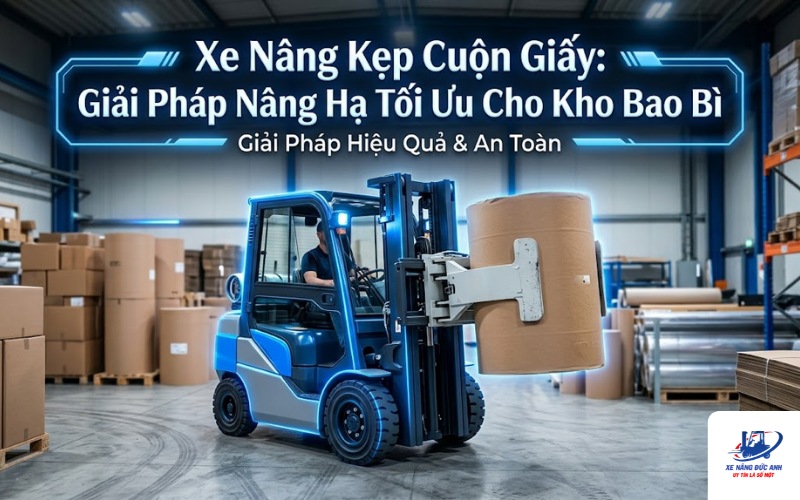 Xe nâng kẹp cuộn giấy