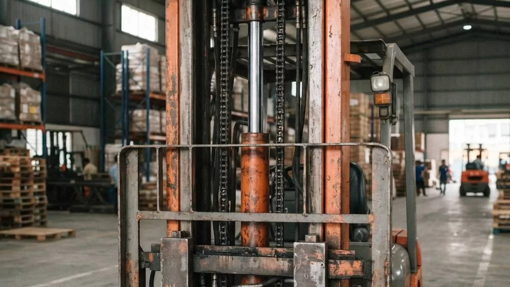 Khung nâng xe nâng 3 tầng với xi lanh nâng tự do và xích nâng tại Xe Nâng Đức Anh