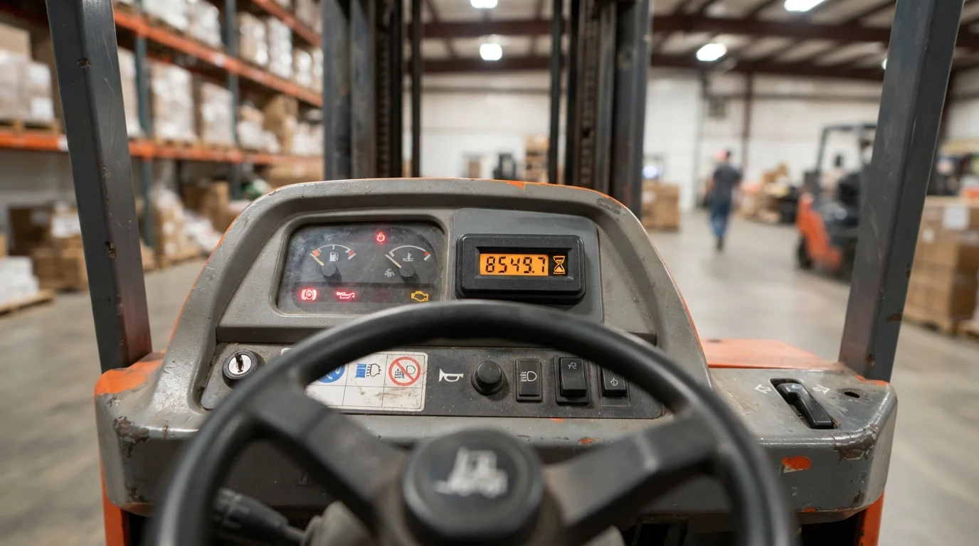 Đồng hồ giờ hour meter trên táp lô xe nâng dùng để tính phí vượt giờ thuê xe tại Xe Nâng Đức Anh